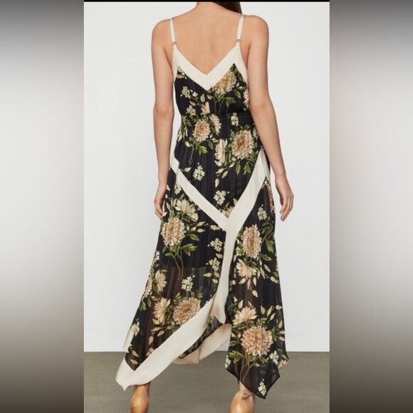 Bcbg Maxazria Floral Black and Cream Maxi Dress, US4 - Picture 3 of 15
